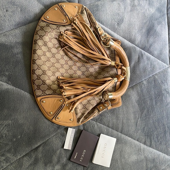 Gucci Beige/Brown GG Canvas Babouska Indy Top Handle Bag - Picture 1 of 6